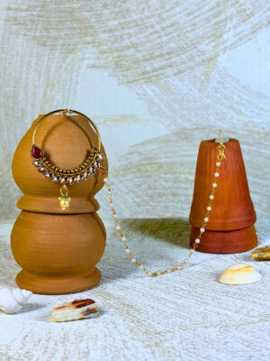 Nazm Pearl Chain Nose Ring | Nath