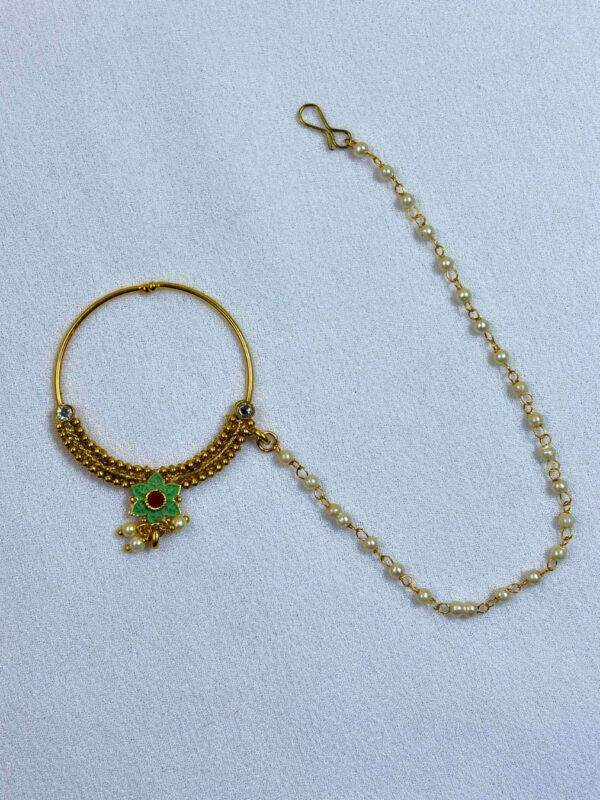 Shivranjani Pearl Chain Nose Ring | Nath