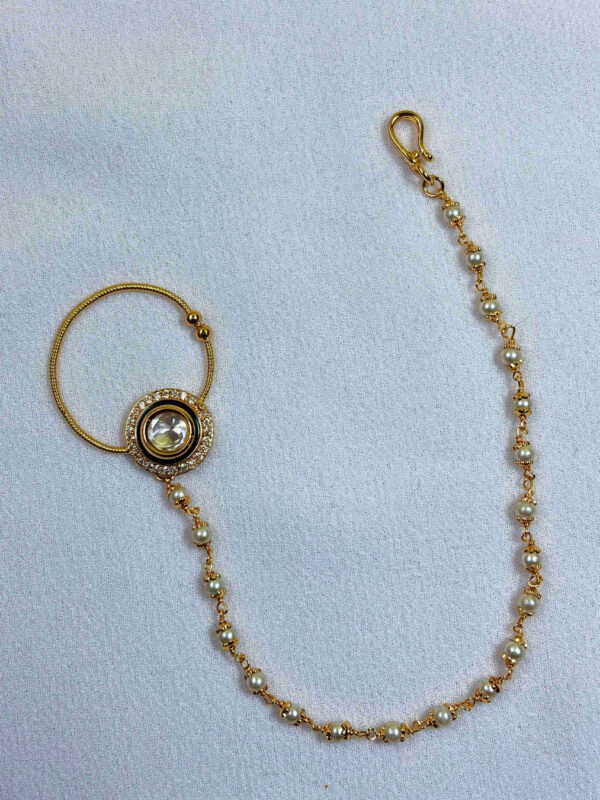 Madhuwanti Pearl Chain Nose Ring | Nath