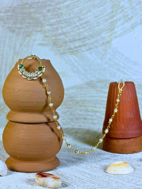 DeepakRag Pearl Chain Nose Ring | Nath