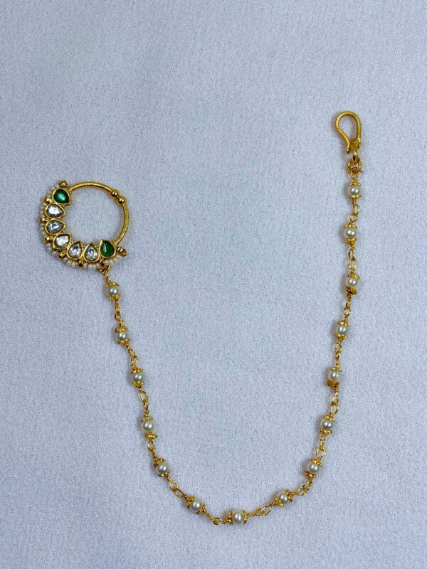DeepakRag Pearl Chain Nose Ring | Nath