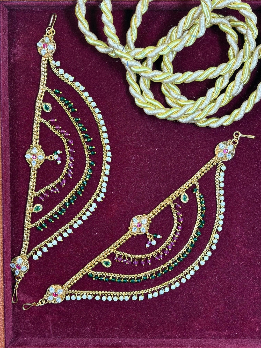 4 (3) Kanchipuram Multi-Layered Ear Chain Set