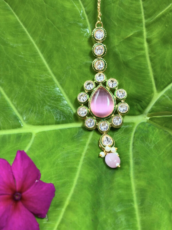 Lotus Kundan Stone Traditional Maang Tikka