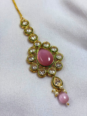 Lotus Kundan Stone Traditional Maang Tikka