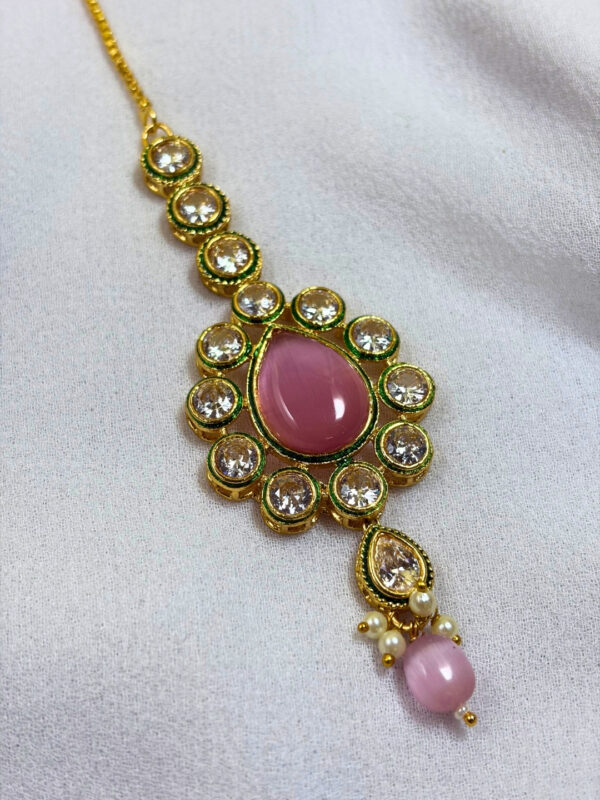 Lotus Kundan Stone Traditional Maang Tikka
