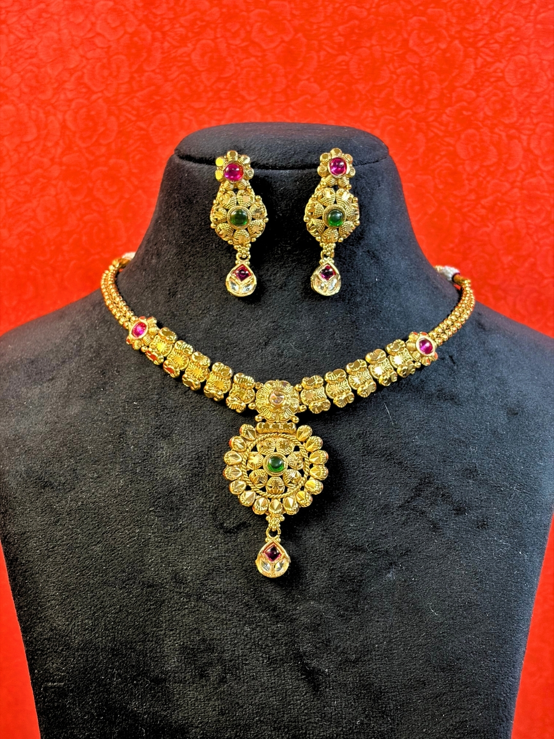 Nayantara Gold Plated Choker Necklace Set